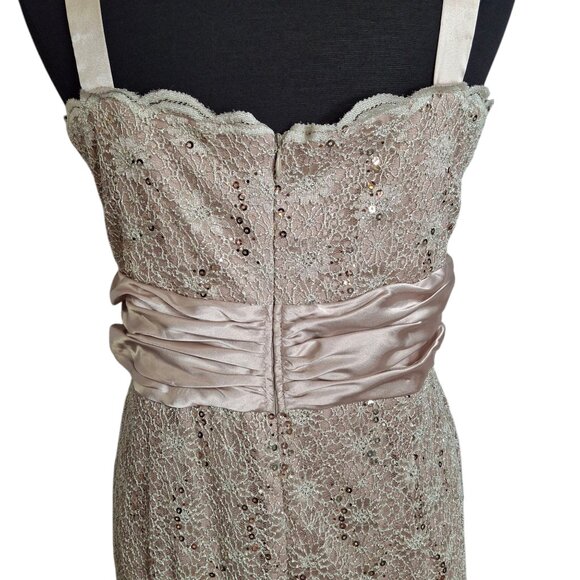 R&M Richards PLUS 14W EMPIRE Stretch Lace Satin Cocktail Party Dress Champagne - Picture 8 of 16